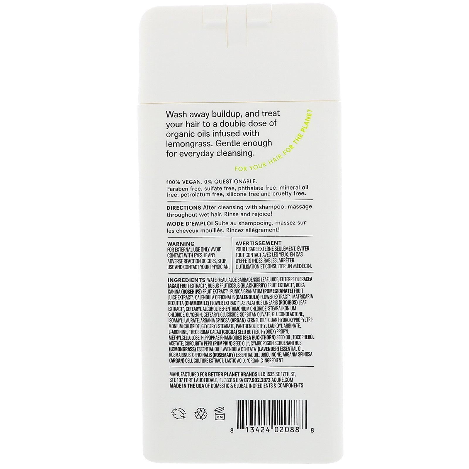 Acure Curiously Clarifying Conditioner Lemongrass & Argan 12 fl oz (354ml)