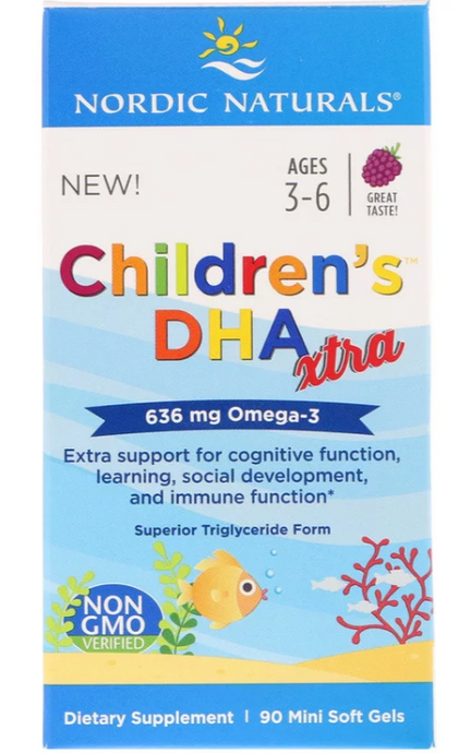 Nordic Naturals Children's DHA Xtra Berry Punch 636mg 90 Mini Soft Gels