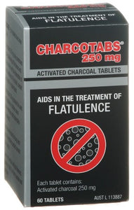 Charco Tabs, 250mg, Activated Charcoal, 60 Tabs
