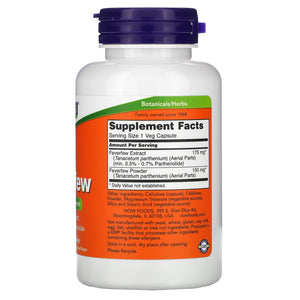 Now Foods Feverfew 100 Capsules - Dietary Supplement