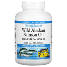 Load image into Gallery viewer, Natural Factors, OmegaFactors, Wild Alaskan Salmon Oil, 1,000 mg, 180 Softgels