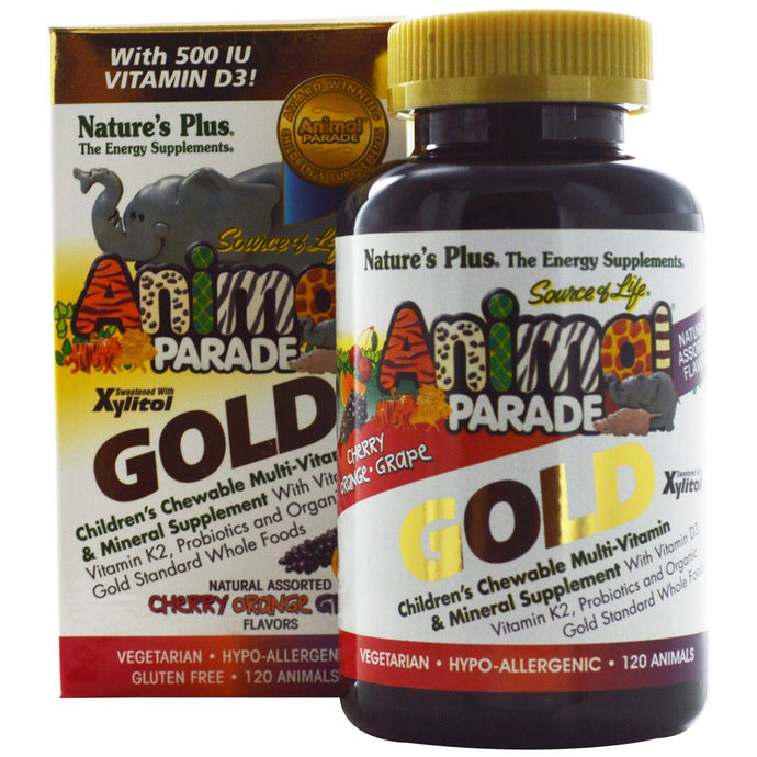 Animal Parade GOLD, Children's Chewable Multi-Vitamin & Mineral Supplement, Natural Assorted Flavors