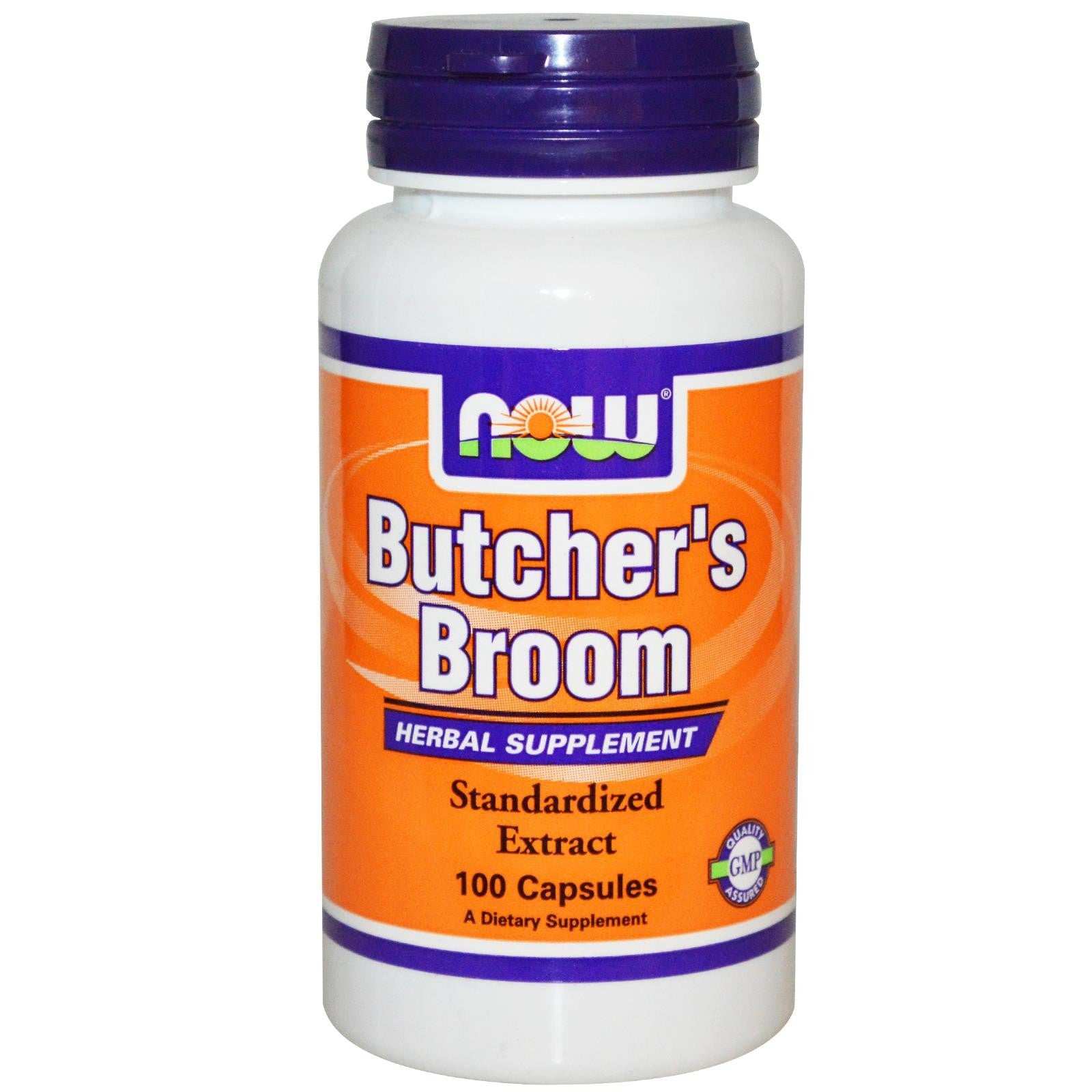 Now Foods Butcher's Broom 100 Capsules herbal supplement standardized extract dietary capsules bottle