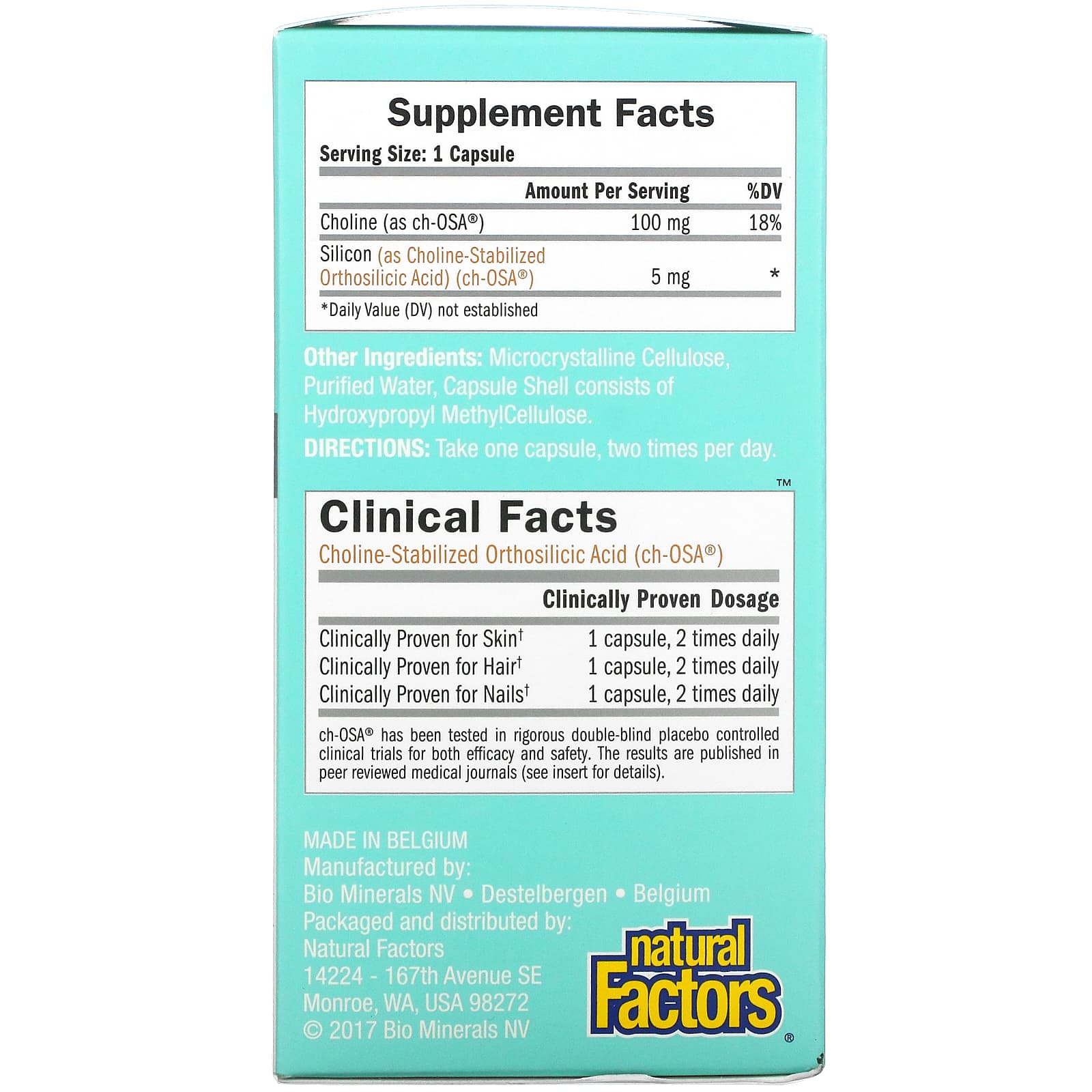 Natural Factors BioSil ch-OSA Advanced Collagen Generator 120 Vegetarian Capsules