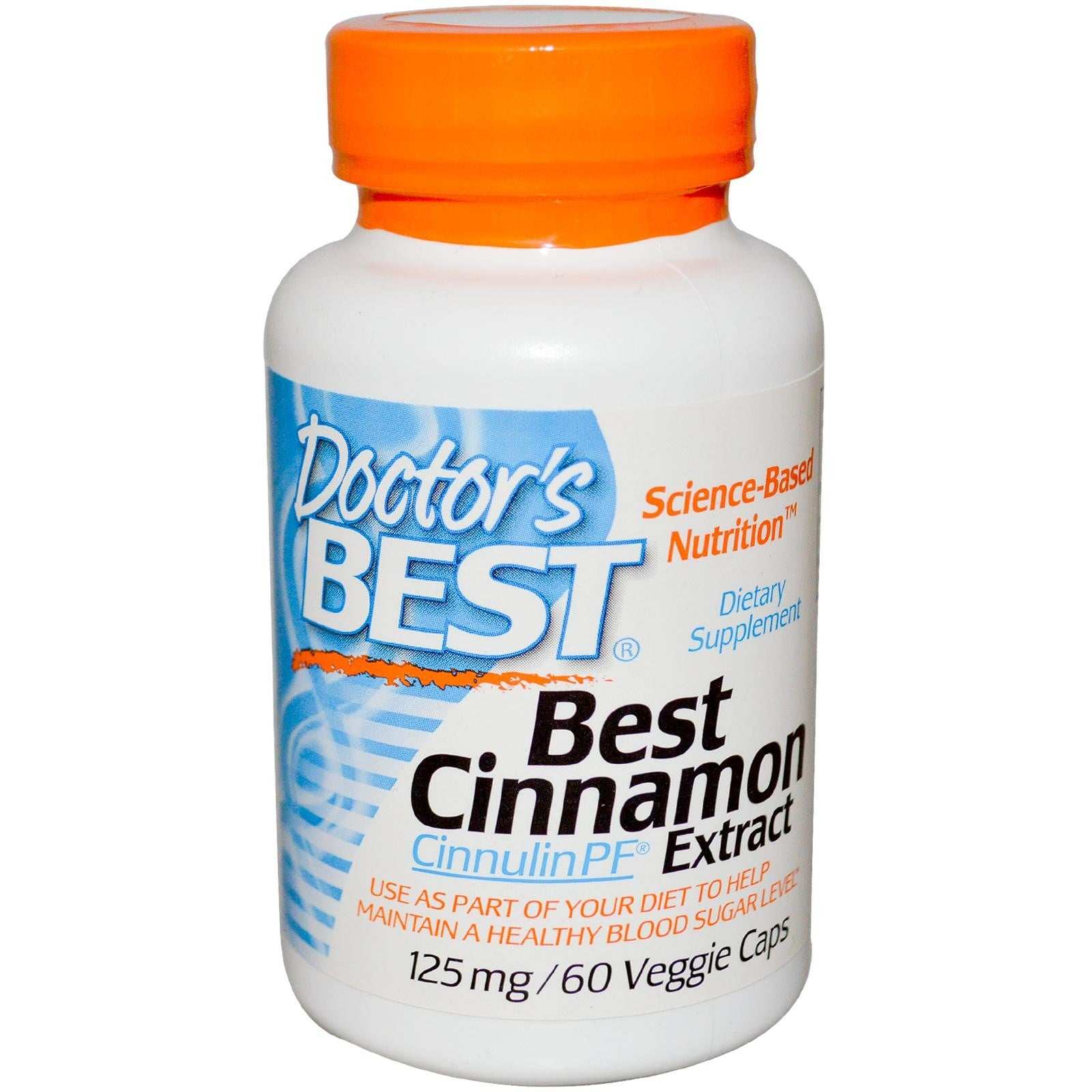 Doctor's Best Best Cinnamon Extract 125mg 60 veggie capsules dietary supplement bottle