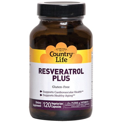 Country Life Gluten Free Resveratrol Plus 120 Veggie Capsules