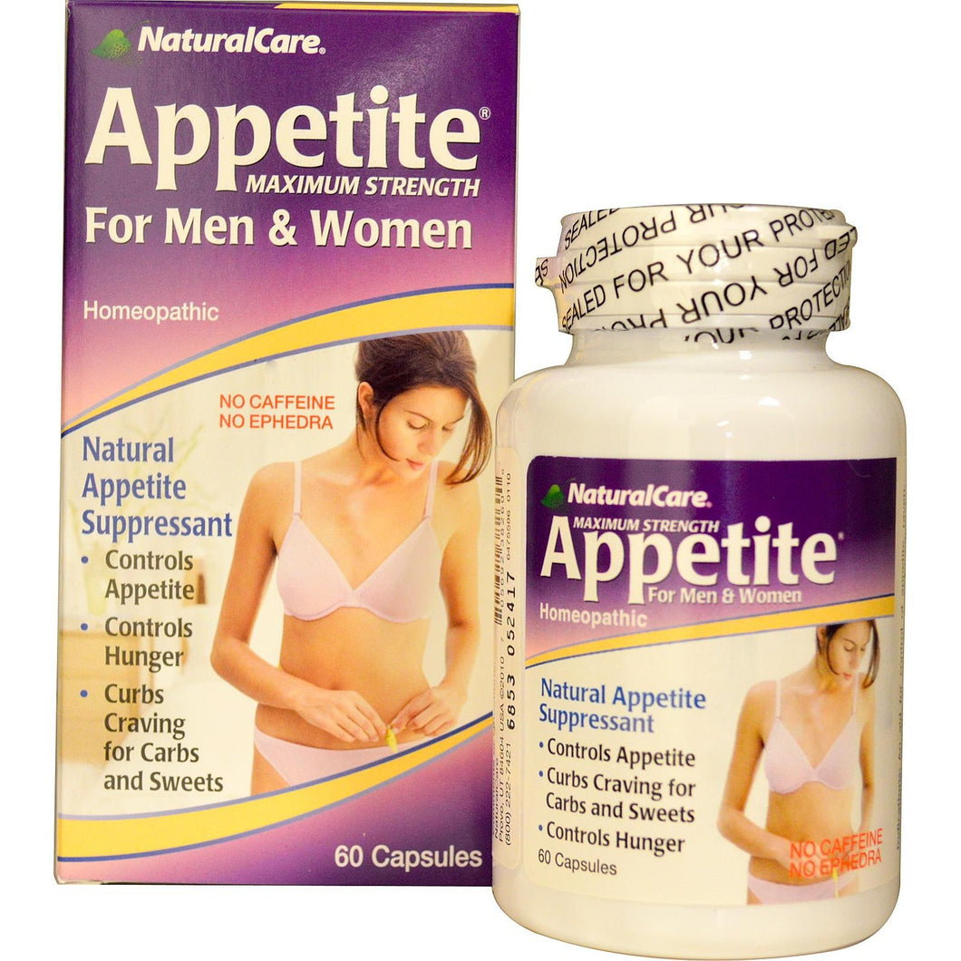 Natural Care, Appetite, Maximum Strength, For Men & Women, 60 Caps, No Caffeine