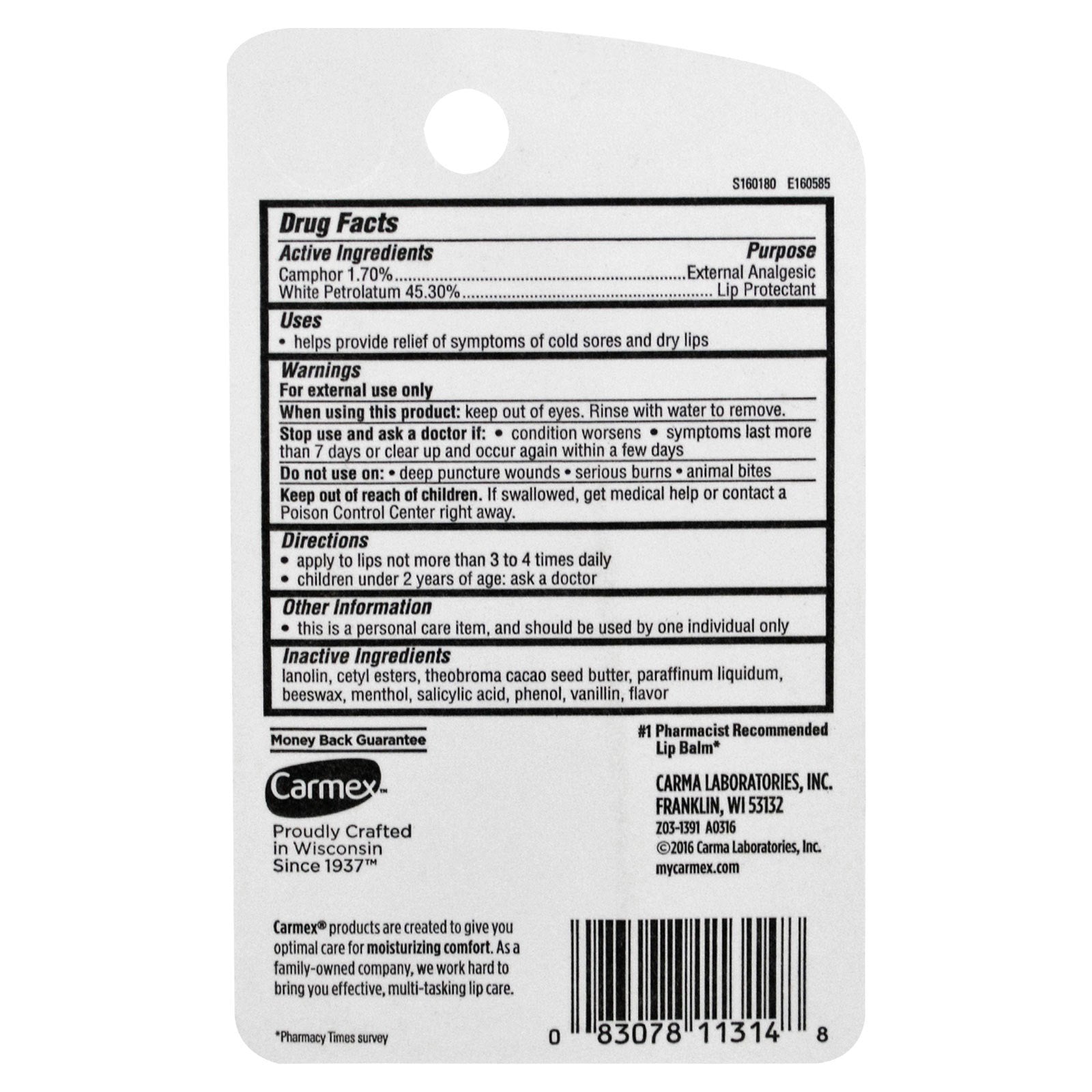 Carmex Lip Balm Classic Medicated .35 oz (10g)