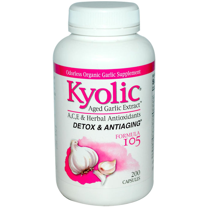 Wakunaga Kyolic Aged Garlic Extract Detox & Anti-Aging Formula 105 200 Capsules