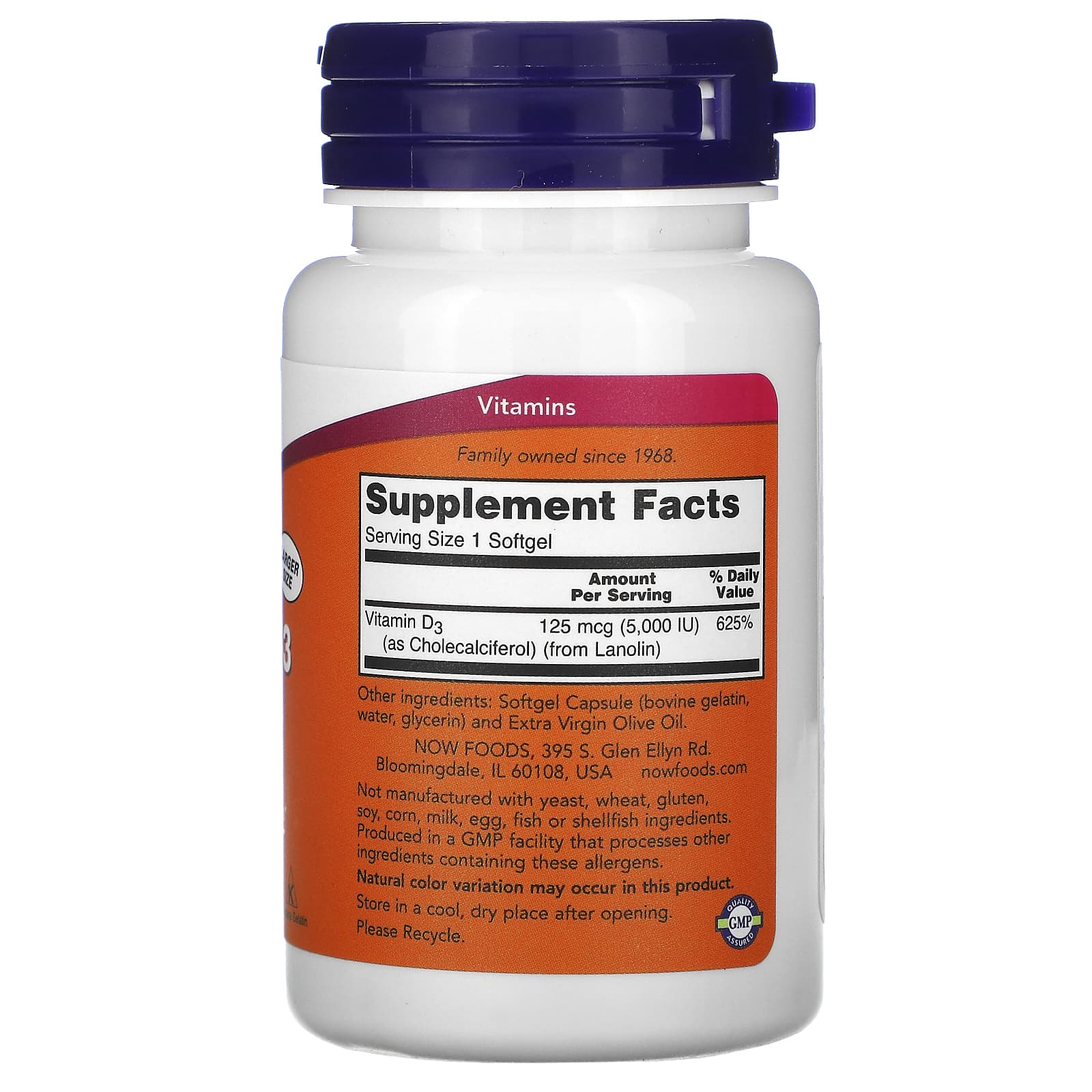 Now Foods Vitamin D-3 5000 IU 240 Softgels