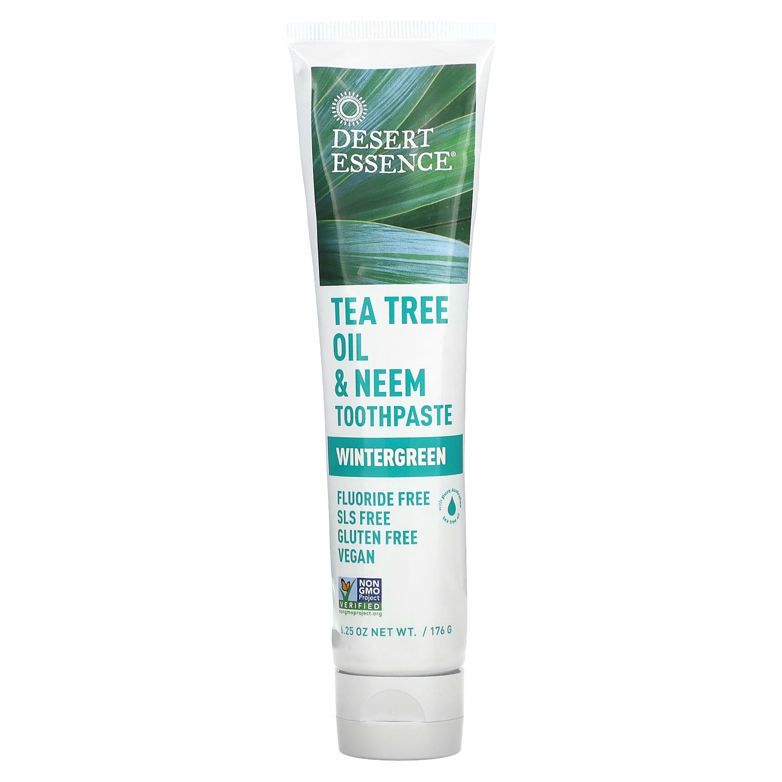 Desert Essence, Tea Tree Oil & Neem Toothpaste, Wintergreen, 6.25 oz (176 g)
