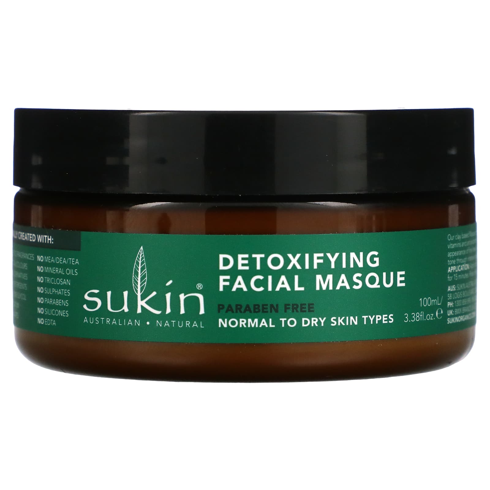Sukin, Super Greens, Detoxifying Facial Masque, 3.38 fl oz (100 ml)