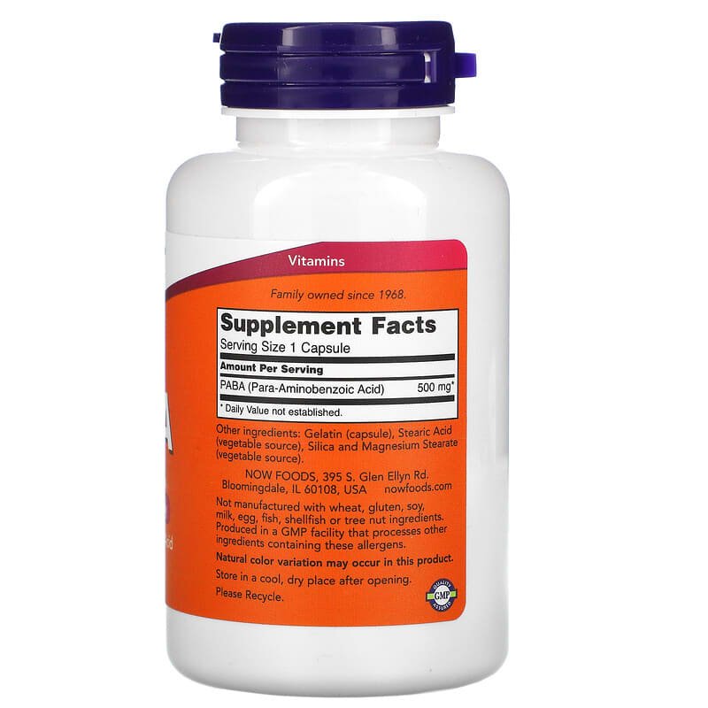 Now Foods PABA 500mg 100 Capsules