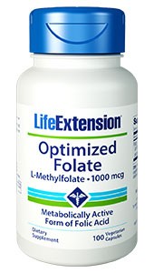 Life Extension Optimized Folate 1,700 mcg DFE 100 Vegetarian Tablets