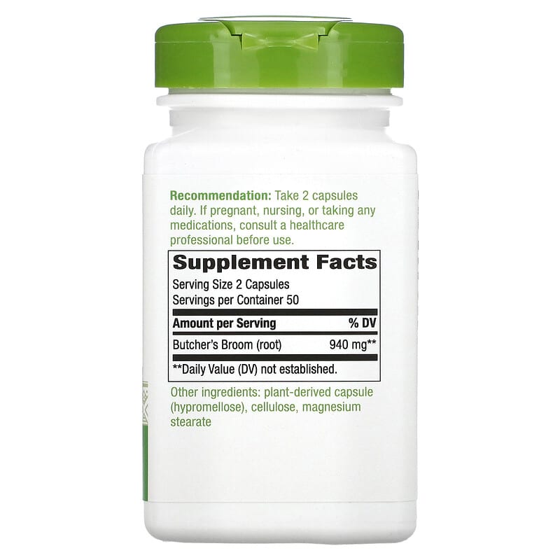 Nature's Way Butcher's Broom Root 470 mg 100 Capsules