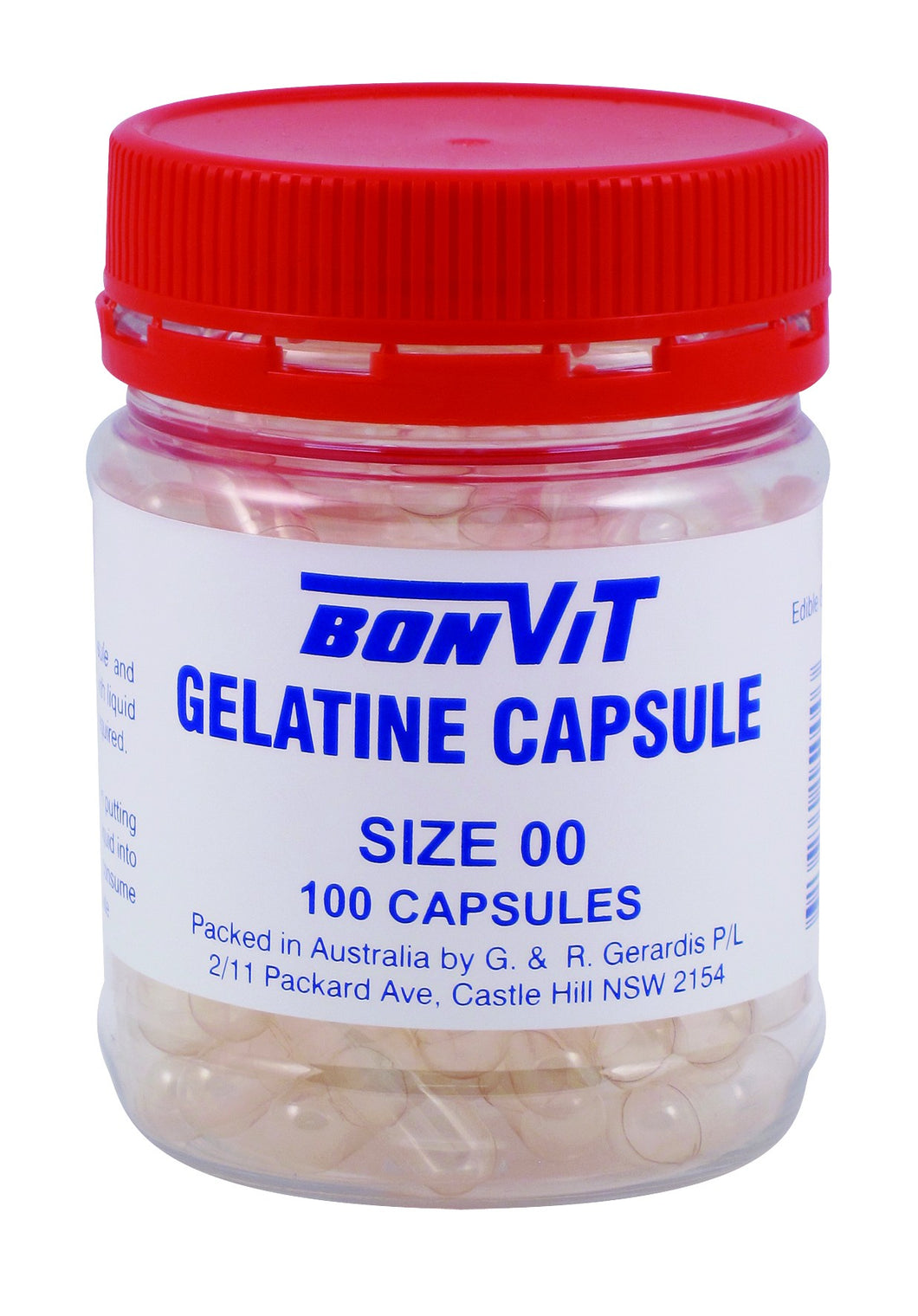 Bonvit, Gelatin Capsules, Size 00, 100 Capsules, Empty