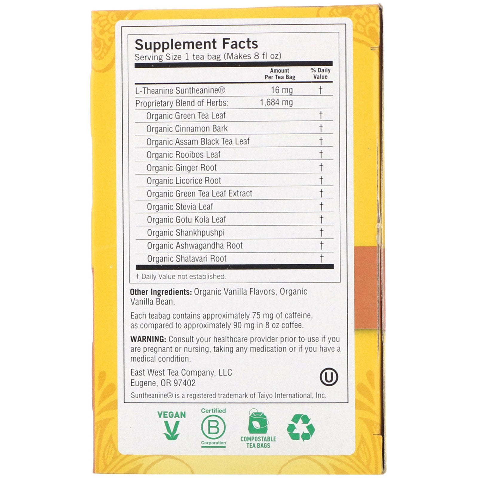 Yogi Tea Perfect Energy Vanilla Spice 16 Tea Bags 1.12 oz (32g)