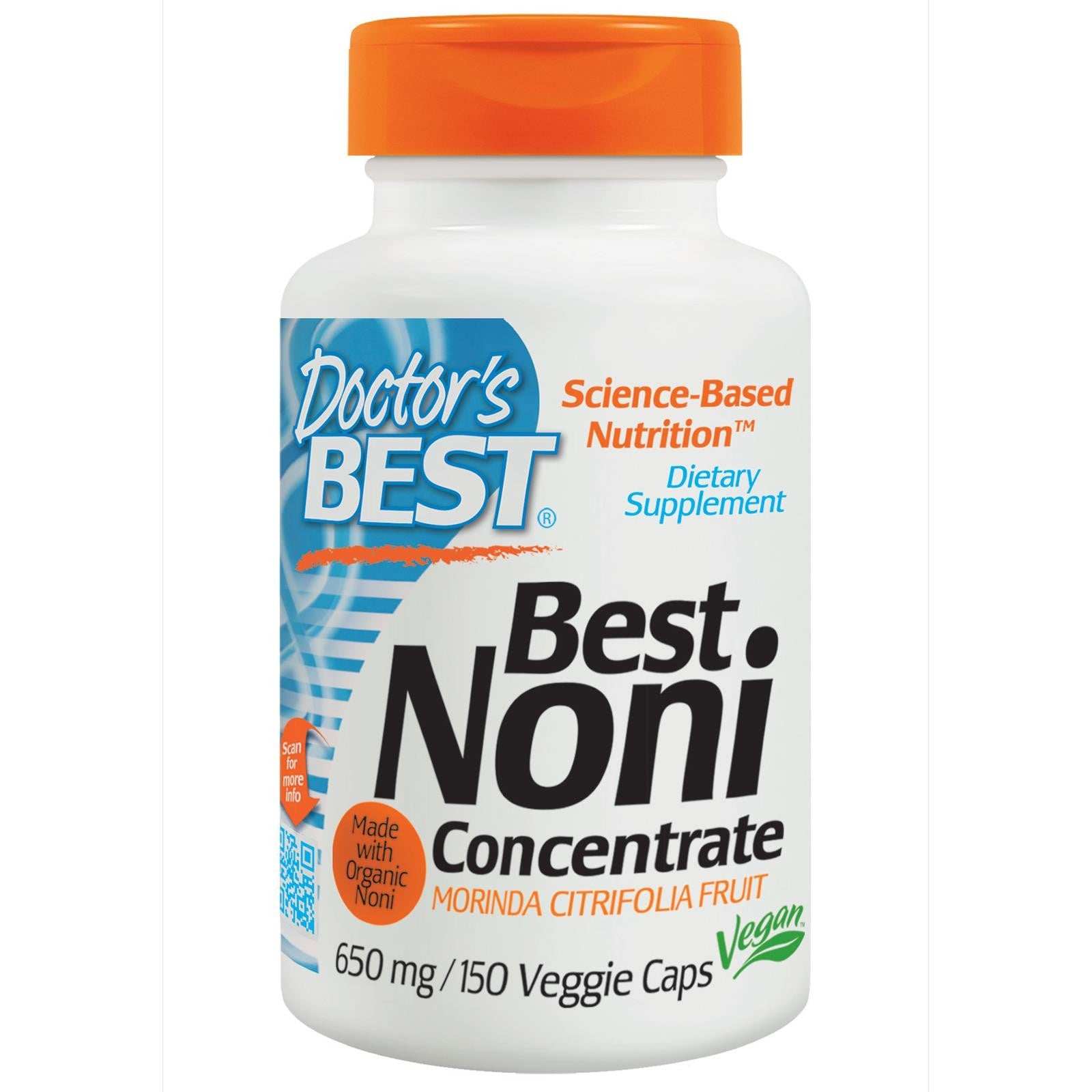Doctor's Best Best Noni Concentrate organic Morinda citrifolia fruit 650 mg 150 veggie capsules dietary supplement vegan