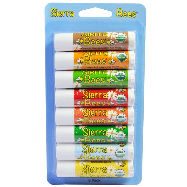 Sierra Bees Organic Lip Balms Combo Pack 8 Pack .15 oz (4.25g) Each