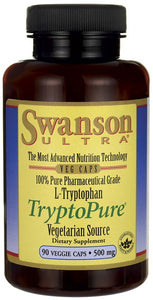 Swanson Ultra, L-Tryptophan, Tryptopure, 100 % Pure Pharmaceutical Grade, 500 mg, 90 Veggie Capsules