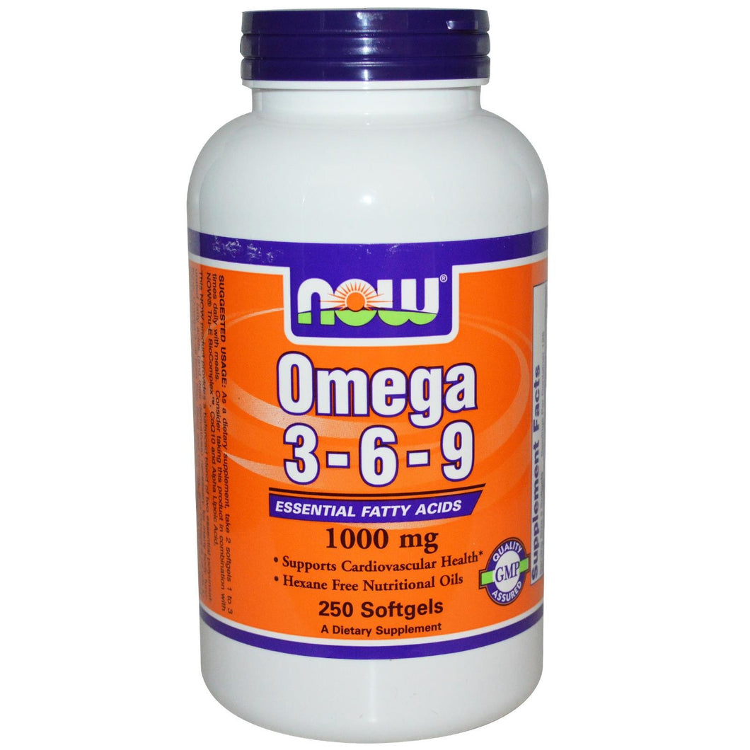 Now Foods Omega 3-6-9 1000mg 250 SoftGels - Dietary Supplement