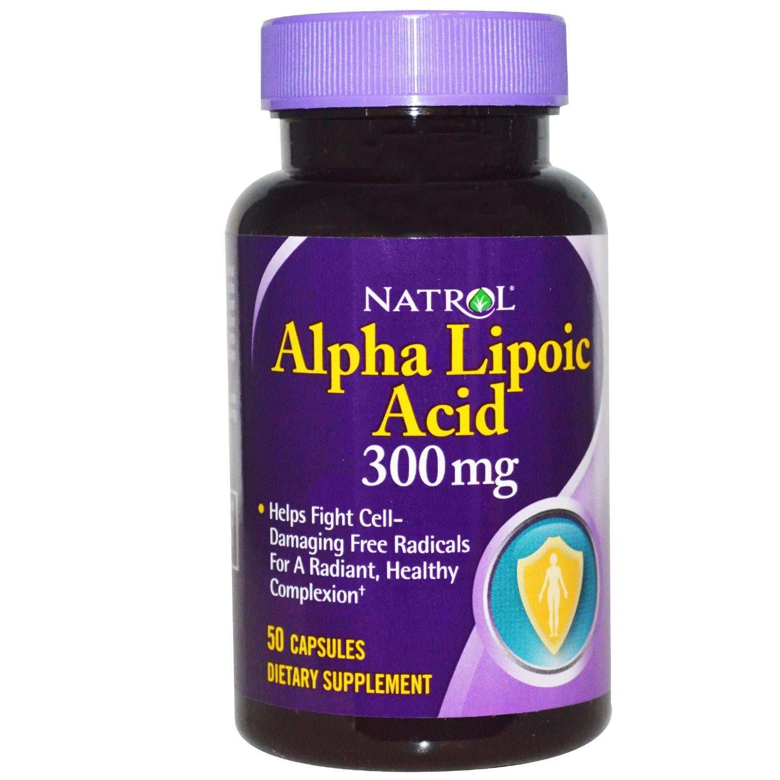 Natrol Alpha Lipoic Acid 300mg dietary supplement bottle with 50 capsules