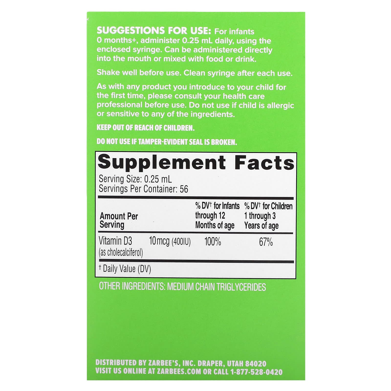 Zarbee's, Baby, Vitamin D, 0.47 fl oz (14 ml)