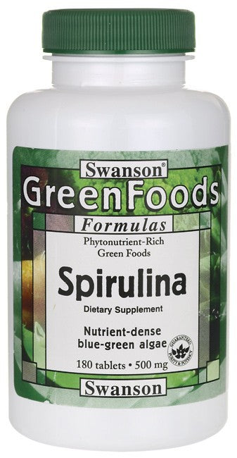Swanson GreenFoods Formulas Spirulina 500mg 180 Tablets