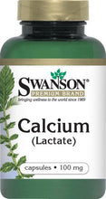 Load image into Gallery viewer, Swanson Premium Calcium Lactate 100mg 100 Capsules - Supplement