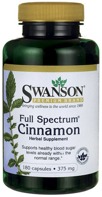 Swanson Premium Full-Spectrum Cinnamon, 375 mg, 180 Capsules
