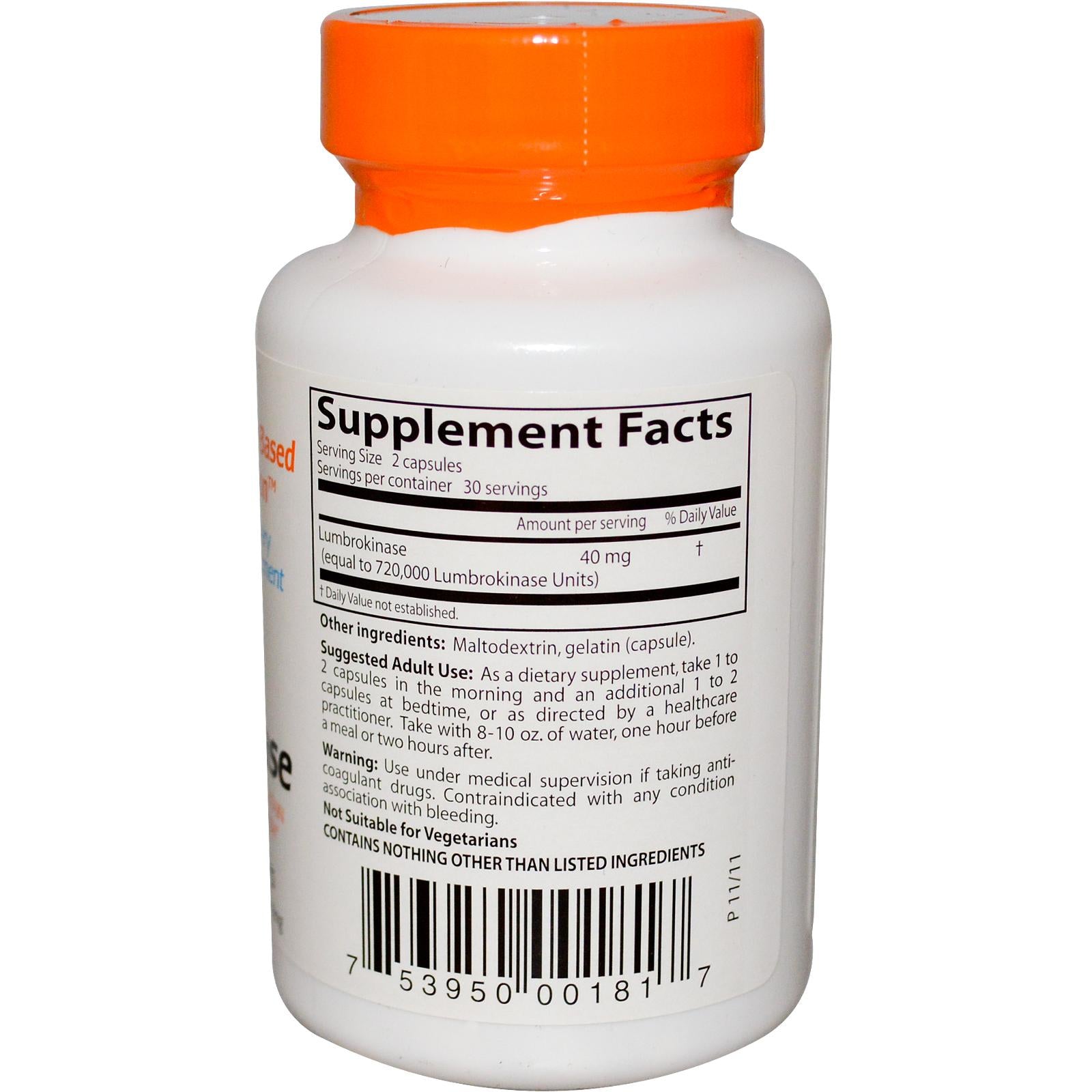 Doctor's Best, Best Lumbrokinase, 20mg, 60 Capsules