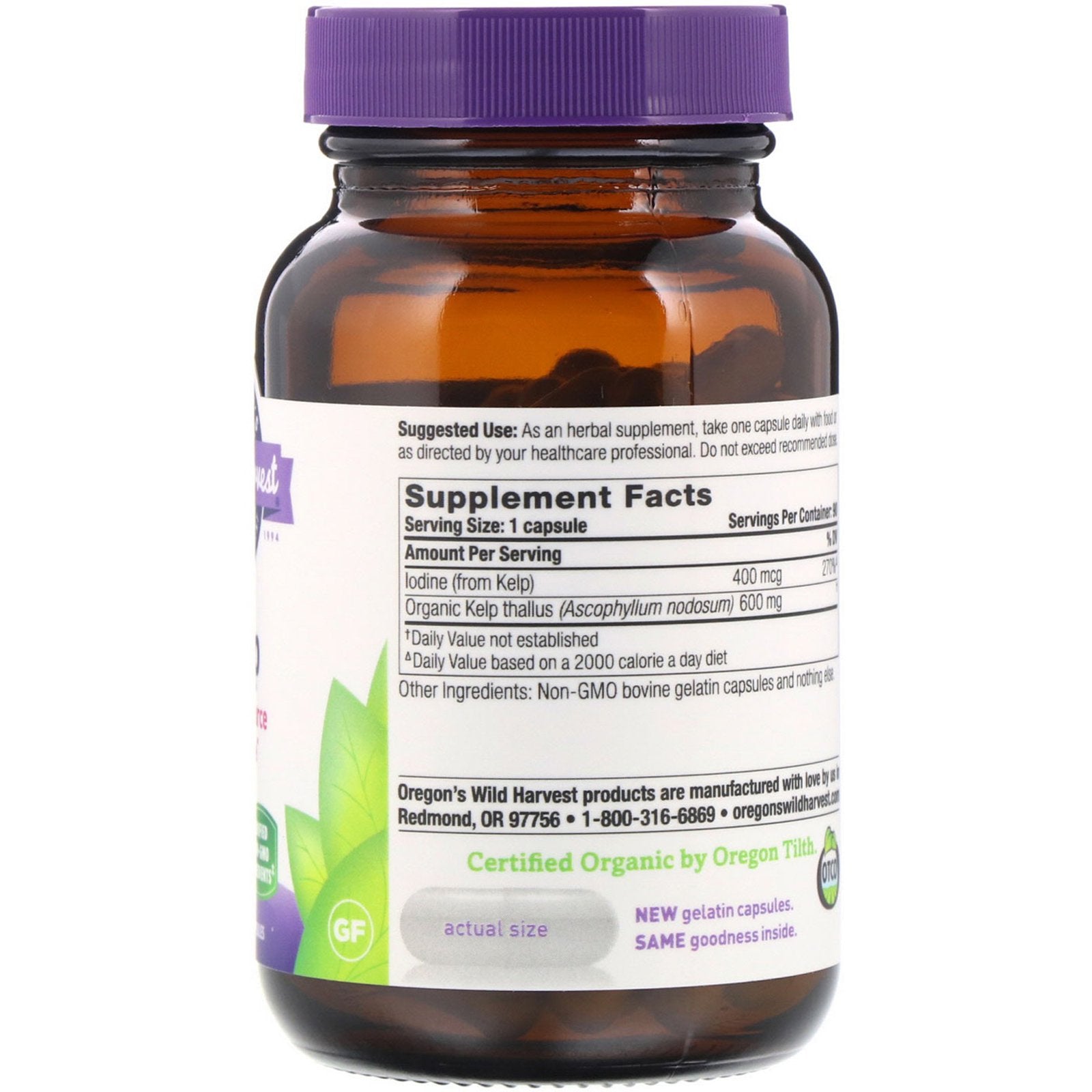 Oregon's Wild Harvest Kelp 90 Gelatin Capsules