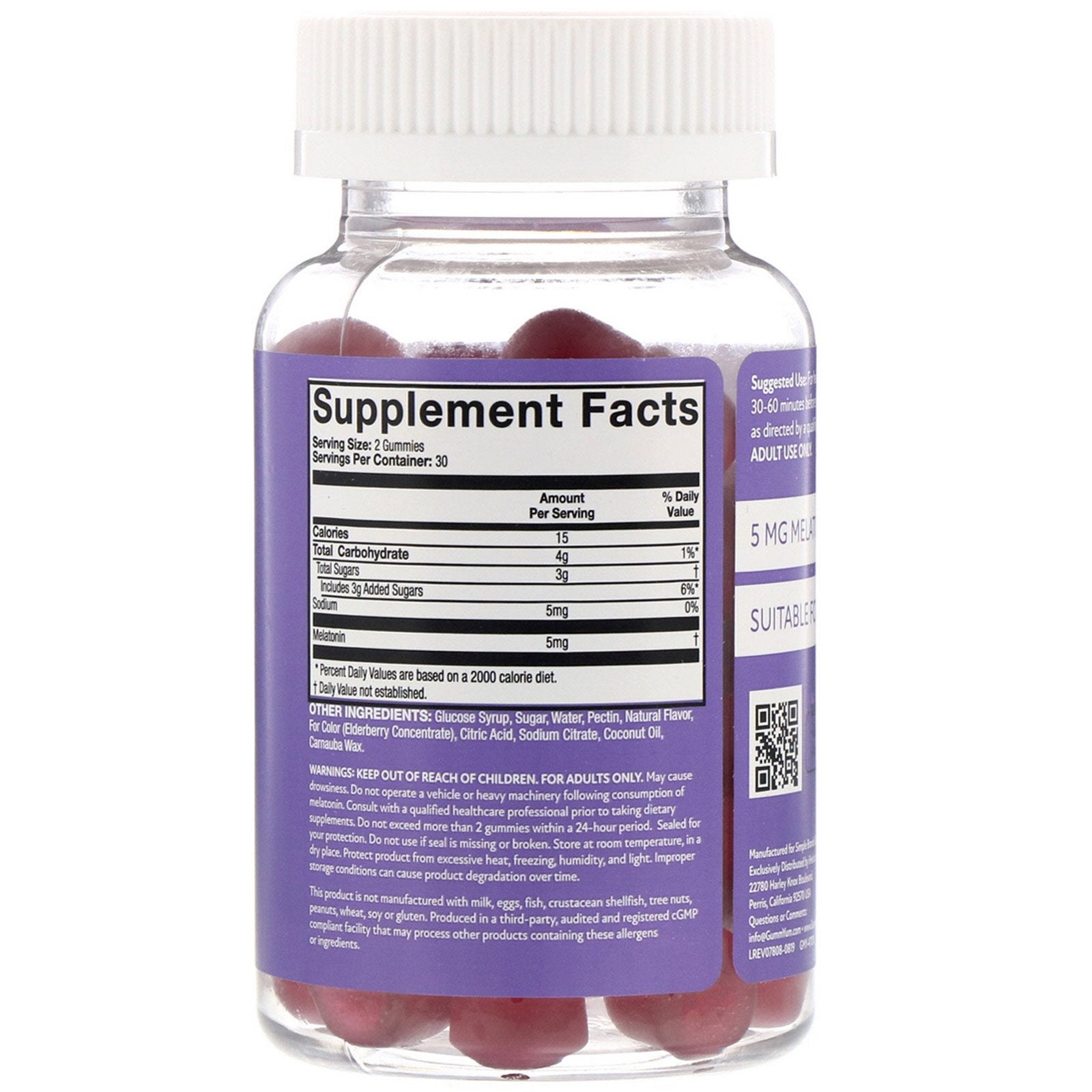 GummYum! Melatonin Gummies Natural Strawberry Flavor 2.5mg 60 Gummies