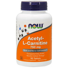 Load image into Gallery viewer, Now Foods Acetyl-L Carnitine 750mg 90 Tablets