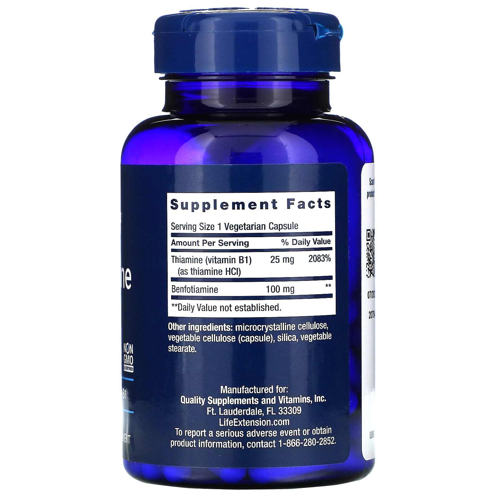 Life Extension Benfotiamine with Thiamine 100mg 120 Veggie Caps