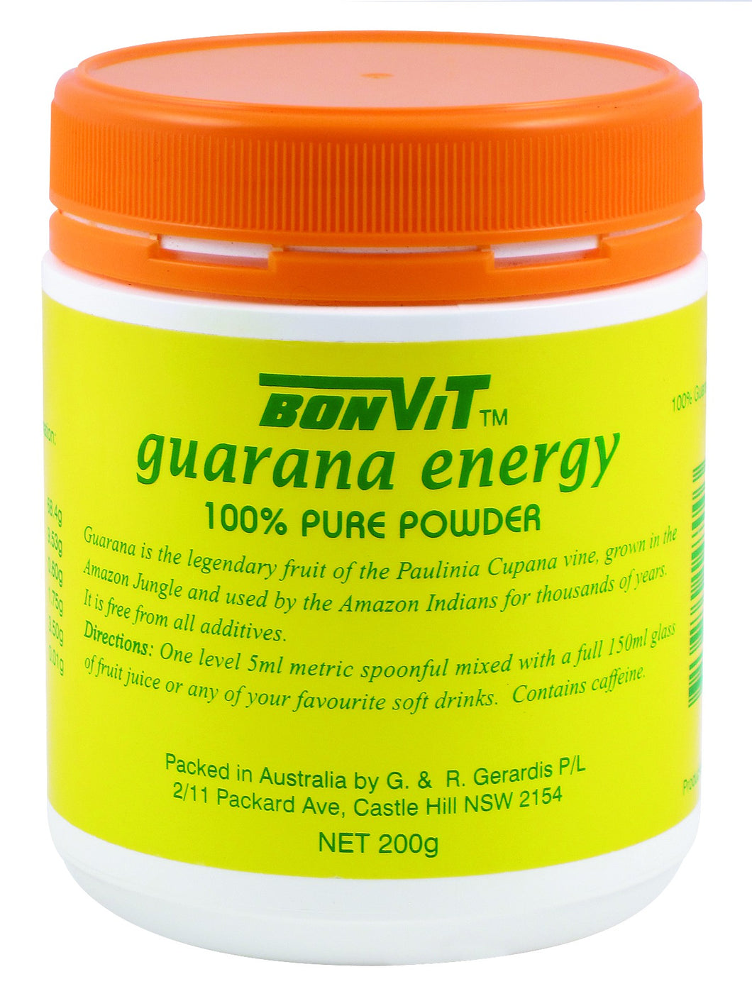 Bonvit, Guarana Energy, 100 % Pure Powder, 200 g ... VOLUME DISCOUNT