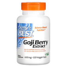 Load image into Gallery viewer, Doctor&#39;s Best, Goji Berry Extract, Organic, 600mg, 120 VCaps