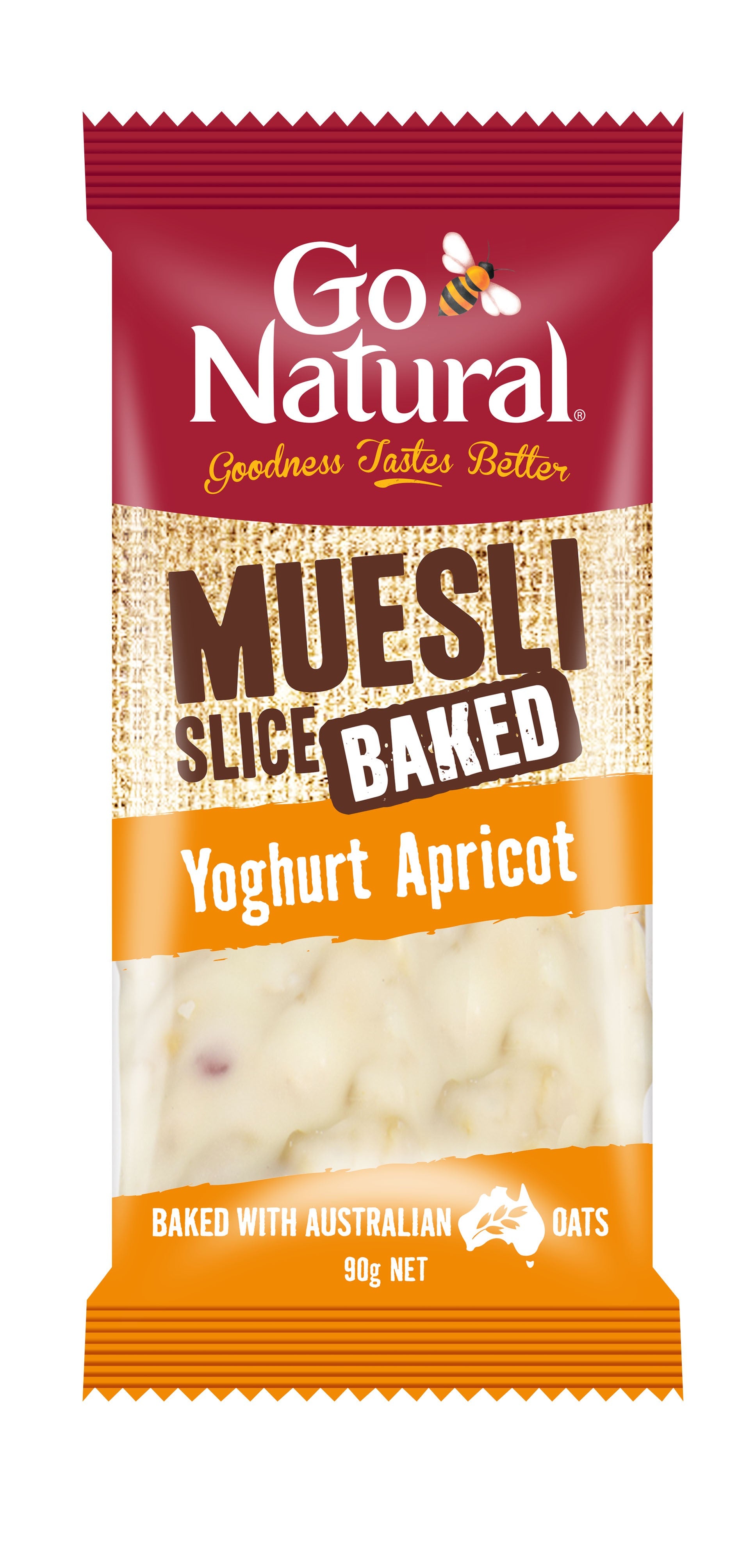 Go Natural Baked Muesli Slice Yoghurt Apricot 12 X 90 g Each