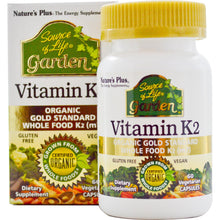 Load image into Gallery viewer, Nature&#39;s Plus, Source of Life, Garden, Vitamin K2, 60 Veggie Capsules