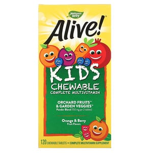 Nature's Way Alive! Kid's Chewable Complete Multivitamin Orange + Berry Fruit 120 Chewable Tablets