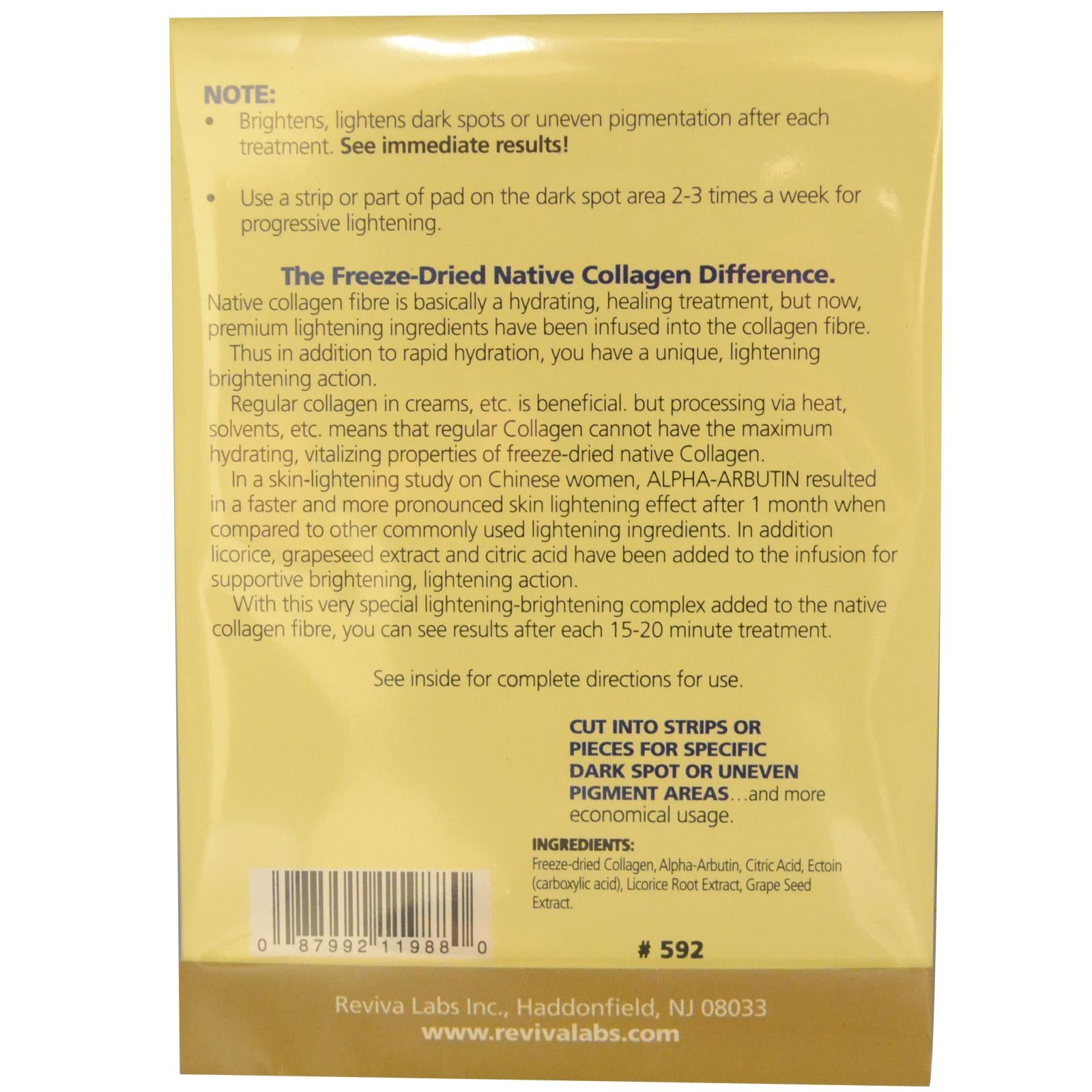 Reviva Labs, Collagen Fibre Skin Brightner Pads, Two Pads 3““ x 4““ Each