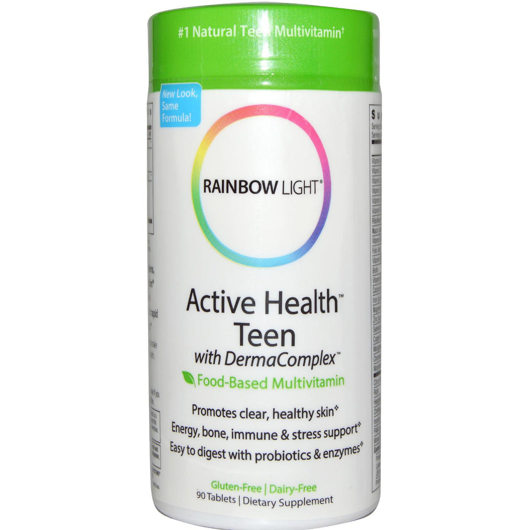 Rainbow Light, Active Health Teen, with Derma Complex, Food Based Multivitamin, 90 Tablets