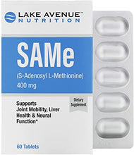 Load image into Gallery viewer, Lake Avenue Nutrition SAMe (S-Adenosyl L-Methionine) 400mg 60 Tablets