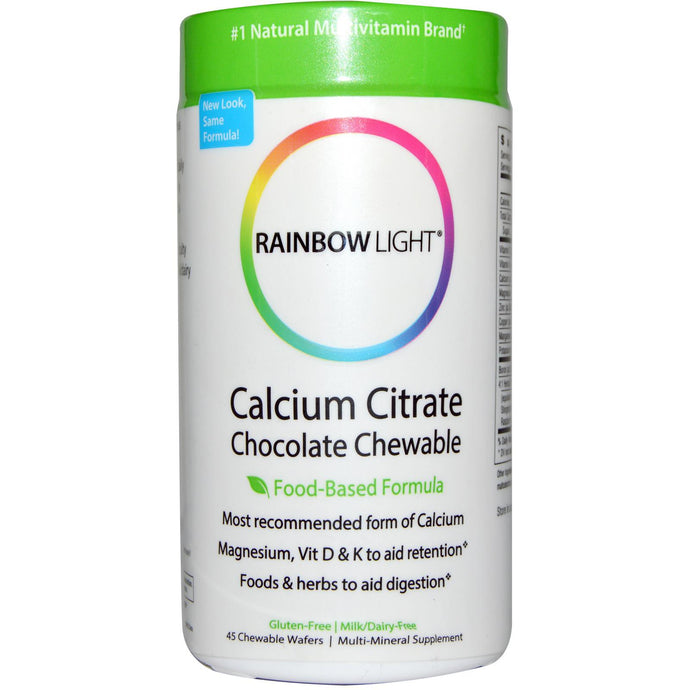 Rainbow Light Calcium Citrate Chocolate Chewable Food-Based Formula 45 Chewable Wafers
