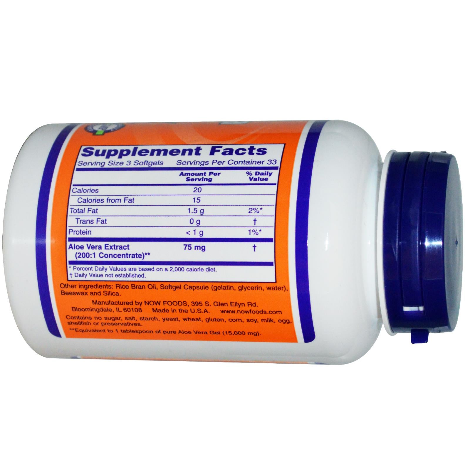 Now Foods Aloe Vera Gels 100 Softgels - Dietary Supplement