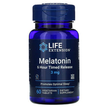 Load image into Gallery viewer, Life Extension, Melatonin, 6 Hour Timed Release, 3 mg, 60 Vegetarian Tablets