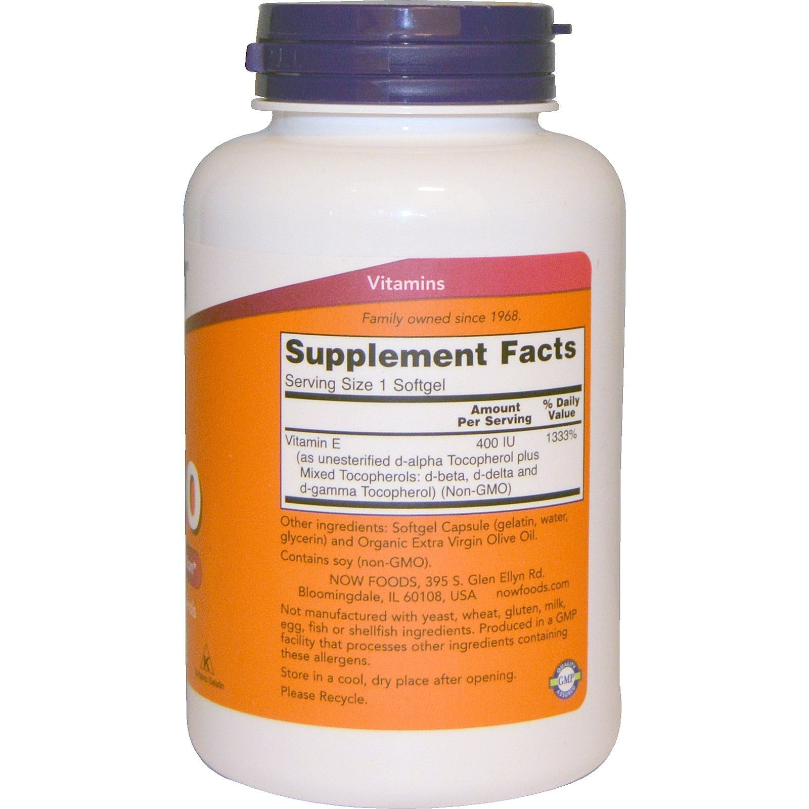 Now Foods Natural E-400 With Mixed Tocopherols 250 Softgels