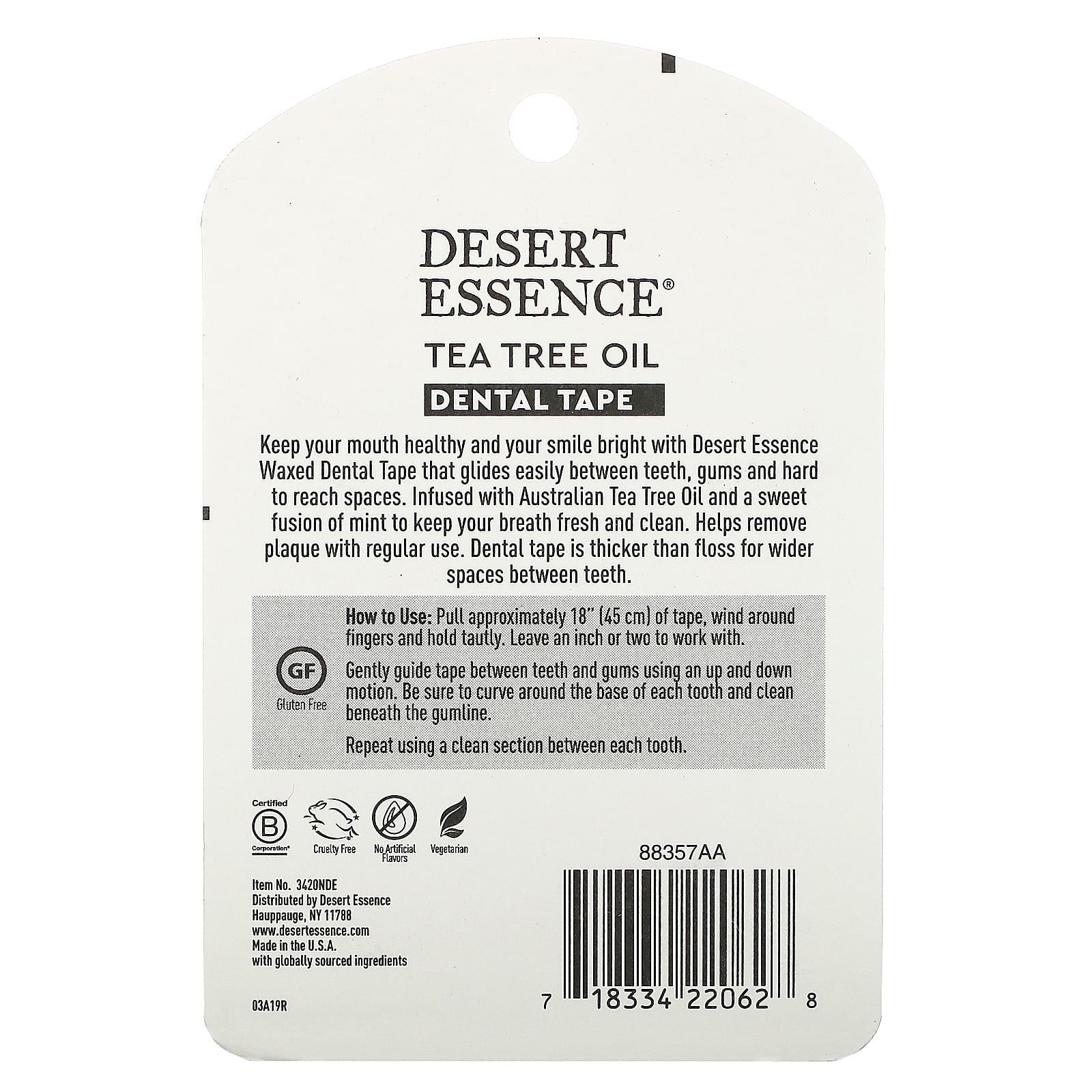 Desert Essence, Tea Tree Oil Dental Tape, Waxed, 30 Yds (27.4 m)