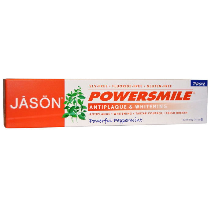 Jason Natural PowerSmile Antiplaque & Whitening Paste Powerful Peppermint 6 oz (170g)