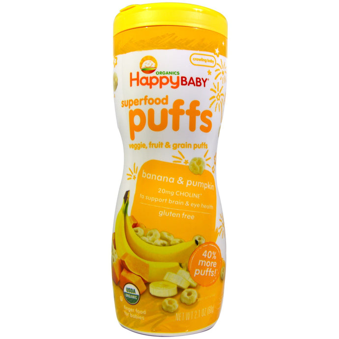 Nurture Inc. (Happy Baby) Organics Superfood Puffs Veggie Fruit & Grain Banana & Pumpkin 2.1 oz (60g)